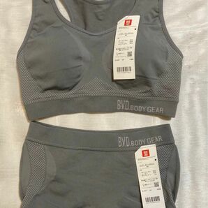 BVD Body Gear ハーフトップブラ・ボーイズレングスショーツ　セット　グレー　Ｍ