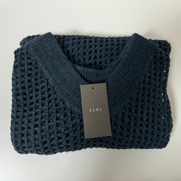 CLEL Watermark Knitting Loose Mesh Vest 透かし編み ルーズ メッシュニットベスト ネイビー