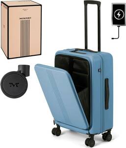 [MAIMO] スーツケース 大型 Mサイズ ブルー 60L 4kg 日本企業 フロントオープン 静音 HINOMOTO 大容量 耐衝撃 頑丈