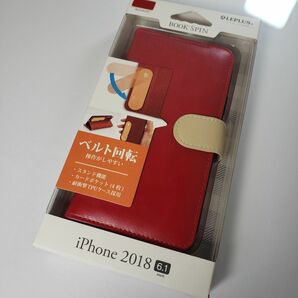 iPhone XR 手帳型ケース マグネットベルト ベルト回転 レッド 1523