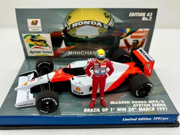 ★1/43★マクラーレン ホンダ MP4/6★A.セナ★1991 ブラジルGP 母国初優勝★セナ展会場限定品★ミニチャンプス★