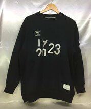 hummel ヒュンメル デカ刺繍スウェット HAP8271 サイズM ブラック ワンポイントロゴ メンズ リブ袖_画像1