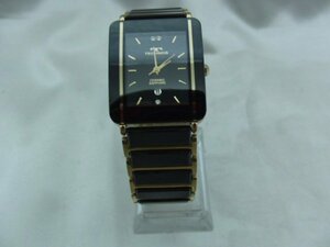 TECHNOS テクノス セラミックサファイア TSM903 デイト ブラック×ゴールド 動作品 腕時計 watch ウォッチ