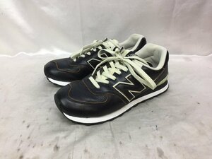 New Balance ニューバランス スムースレザー 574 ローカットスニーカー ML574LPK サイズ：28cm カラー：ブラック メンズ