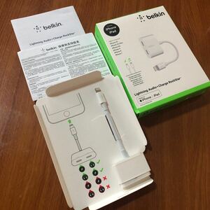 〈送料無料〉Belkin Lightning Audio Charge Rockstar 二股ケーブル デュアルアダプタ 変換アダプタ ベルキン イヤホン