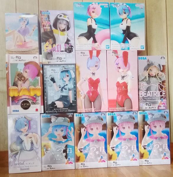 Re:ゼロから始める異世界生活のフィギュア、14個セット まとめ売り☆レム、ラム、エミリア、ベアトリス
