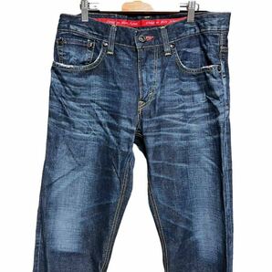 ★日本製 EDWIN edge of blue jeans EG503 メンズ W32 ヒゲ インディゴ デニムパンツ ジーンズ / エドウィン 革パッチ ストレッチ の画像1