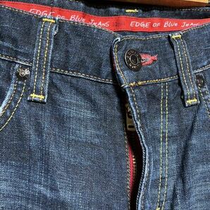 ★日本製 EDWIN edge of blue jeans EG503 メンズ W32 ヒゲ インディゴ デニムパンツ ジーンズ / エドウィン 革パッチ ストレッチ の画像5