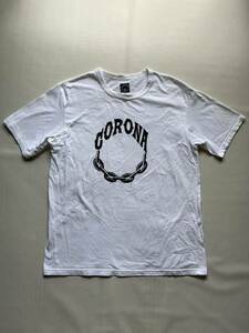 ★美品 日本製 CORONA メンズ M 白 ホワイト プリント 半袖 Tシャツ / コロナ アウトドア