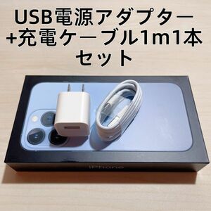 ◆∞新品 iphone充電器/USB電源アダプタ+ライトニングケーブル 1m 1本　セット【純正品質】