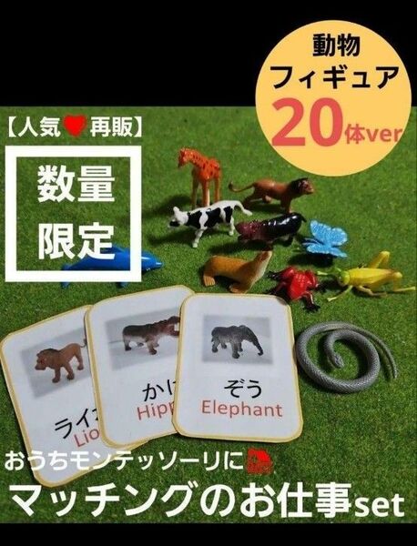 再販【おうちモンテッソーリ】リアルな生き物フィギュア マッチングのお仕事set