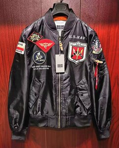  highest grade * regular price 9 ten thousand * Italy * Rome departure *ROBERT CAVANI/ro belt cover ni*TOPGUN/ top gun reissue * gorgeous badge MA-1/ flight jacket /XL black 