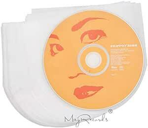 MayRecords 100枚セット CD/DVD 紙ジャケット用 収納袋ケース内袋（白色ビニール）丸型保護袋 CDスリーブ 厚口