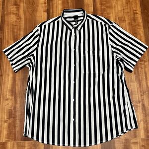 H&M ストライプ 半袖シャツ REGULAR FIT サイズXL USED