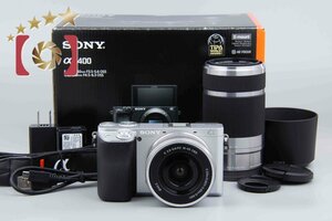 1 jpy exhibition SONY Sony α6400 ILCE-6400Y double zoom lens kit silver shutter number of times . little origin box attaching [ auction in session ]