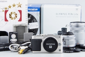 【中古】OLYMPUS オリンパス PEN Lite E-PL5 ダブルズームレンズキット シルバー シャッター回数僅少 元箱付き