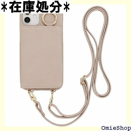 MINTY iPhone12 mini ケース ショルダーストラップ付き フルカバータイプ グレージュ 1102