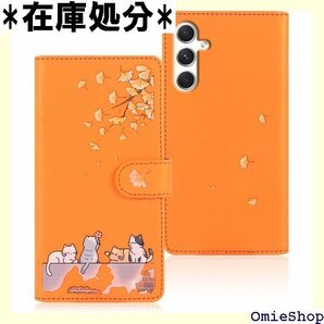 Reddylin 対応 Galaxy S24 ケース ーS24 カバー 全方位保護 財布型 耐衝撃 -オレンジ 1621
