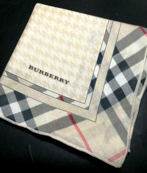 BURBERRY　バーバリー　ハンカチ　スカーフ　[ノバチェック×グレンチェック]裾フリル