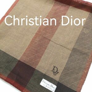 【新品未使用】Christian Dior クリスチャン・ディオール　ハンカチ　ロゴ刺繍　ブランドハンカチ