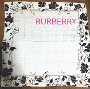 BURBERRY　バーバリー　スカーフ　[ノバチェック×花柄]　ハンカチ　チェック透かし生地