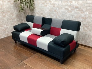 # бесплатная доставка ( Hokkaido * Tohoku * Okinawa. за исключением )# диван-кровать / лоскутное шитье / текстильный / маленький стол имеется / красный MIX/ новый товар 
