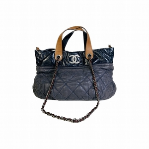 CHANEL シャネル ココマーク ２WAYハンドル ラムスキン ショルダーバッグ ブルー A-2431