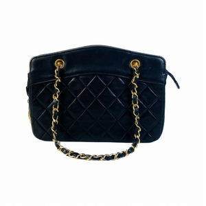 CHANEL シャネル マトラッセ チェーンハンドル ラムスキン ハンドバッグ ブラック A-2475