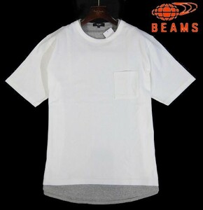 F日06051新品▼ ビームス BEAMS フェイクレイヤード 半袖カットソー 【 XL 】 半袖Tシャツ 重ね着 Tシャツ ホワイト系