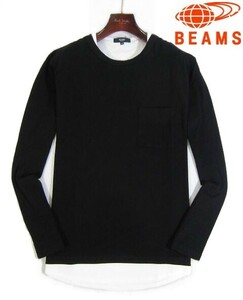 E огонь 05502 новый товар V Beams BEAMS поддельный re year длинный рукав футболка футболка с длинным рукавом [ M ] трикотажный джемпер с длинным рукавом накладывающийся надеты long T оттенок черного 