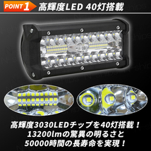 ワークライト LED 作業灯 防水 防塵 トラック ダンプ 車　12v 24v 120w 高輝度 投光器 バック サーチ 前照灯 デッキ 集魚灯 釣り キャンプ_画像4