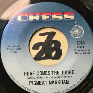 試聴 PIGMEAT MARKHAM HERE COMES THE JUDGE 両面VG(+) 一部曇りがありノイズが出ます。 