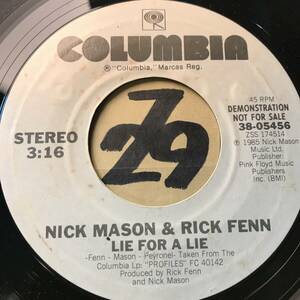 試聴 NICK MASON & RICK FENN LIE FOR A LIE 両面NM