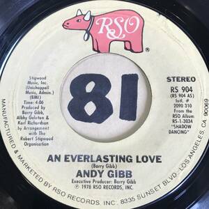 試聴 ビージーズ・ファミリーの隠れたソフトロック傑作 ANDY GIBB AN EVERLASTING LOVE 両面EX+ ブルーアイド・ソウル好きに