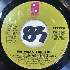 試聴 HAROLD MELVIN AND THE BLUENOTES I’M WEAK FOR YOU 両面EX 