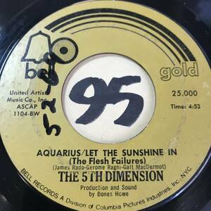 試聴 THE 5TH DIMENSION AQUARIUS / LET THE SUNSHINE IN 両面VG++ 