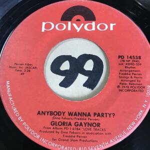 試聴 GLORIA GAYNOR ANYBODY WANNA PARTY? 両面NM 