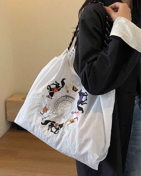 乗馬 馬 馬柄 Ball&Chain バッグ 白 Lサイズ 新品