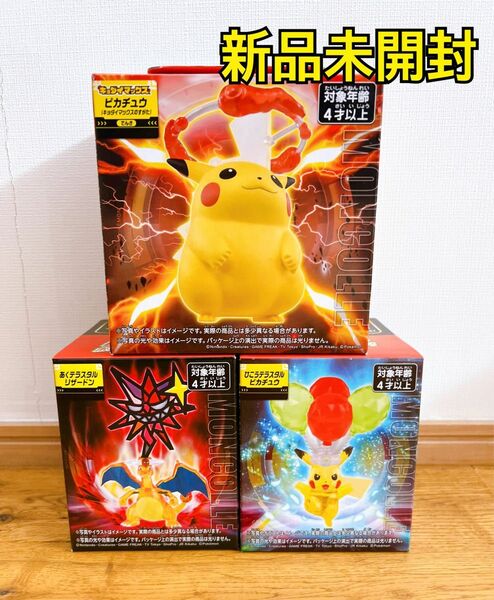 【新品未開封】ポケットモンスター　モンコレ　リザードン　ピカチュウ　3点セット　テラスタル　キョダイマックス