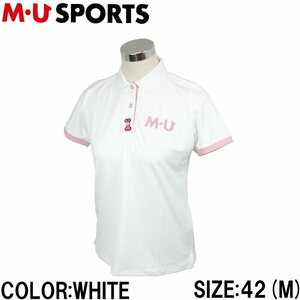 ★M・U SPORTS　MUスポーツ 801H2056 レディース 半袖 ポロシャツ ホワイト 42(M)★送料無料★ゴルフウェア★