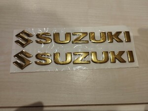 スズキステッカー　２枚セット　立体ステッカー　カーステッカー　バイクステッカー　SUZUKIステッカー　ゴールド　金色 