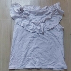 CECIL Mc BEE no sleeve tops frill T-shirt white Cecil McBee white cut and sewn lady's 