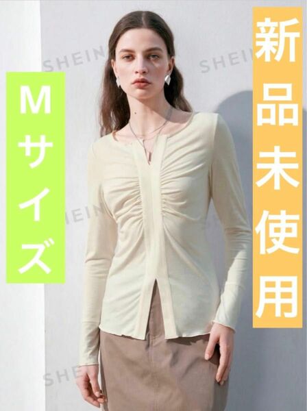 新品未使用 SHEIN Anewsta ノッチネック長袖tシャツ Tシャツ ロンT Mサイズ