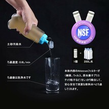 携帯浄水器 簡易濾過器 アウトドア 非常用浄水ボトル 登山用 災害用【NSF認証済】折りたたみ式フィルターボトル 直飲み 繰り返し使用 500ml_画像2