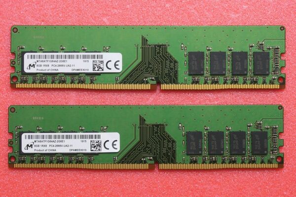 Micron DDR4-2666 8GB 2本 16GBセット 動作確認済み