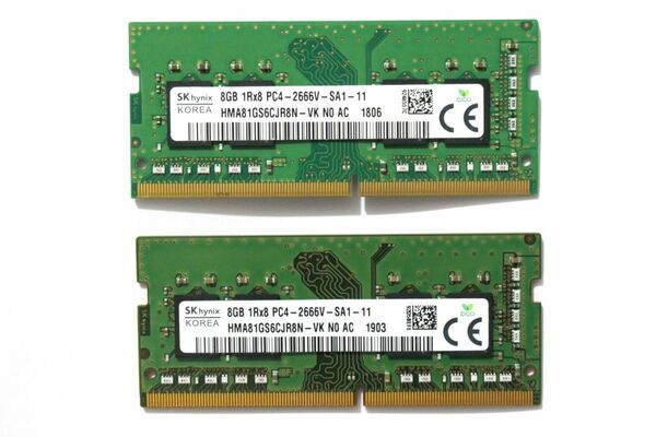 ■ノートPC用 16GBセット■hynix DDR4-2666 8GB 2本 動作確認済