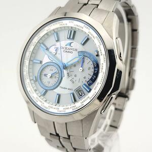 美品 CASIO OCEANUS Manta カシオ オシアナス マンタ 電波ソーラー 腕時計 メンズ アナログ OCW-S1400PW-7AJF ホワイト