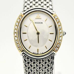 極美品 SEIKO CREDOR SIGNO セイコー クレドール シグノ 18KT イエローゴールド GSWE942 5A70-0AT0 ダイヤベゼル オーバル クォーツ 腕時計