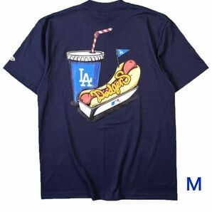  LA ドジャース　半袖 Tシャツ　ネイビー M ベースボール スポーツ観戦 球場 ホットドッグデザイン メジャー 送料無料