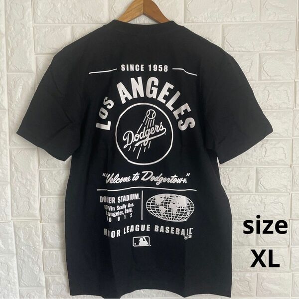 ドジャース　チームロゴ オリジナル 半袖 Tシャツ　黒 XL　ベースボール　メジャー スポーツ観戦 送料無料